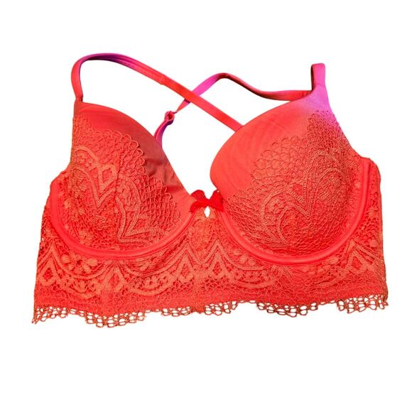 Victoria's Secret hot pink lined demi buste double 32D - Picture 1 of 3